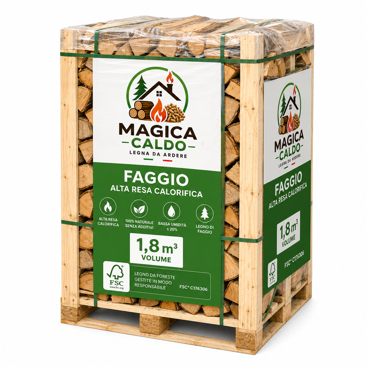 Legna da Ardere di Faggio FSC 1,8 m³ | Bancale Alta Resa Calorifica